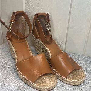 Vince Camuto Leera Wedge Espadrilles Nude / Tan Leather summer shoe sandal